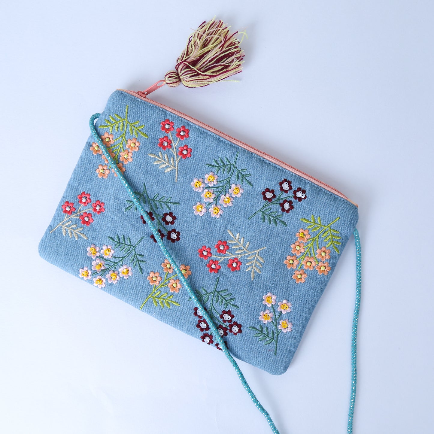 Aasmani Guldasta - Denim Floral Sling Bag for Women