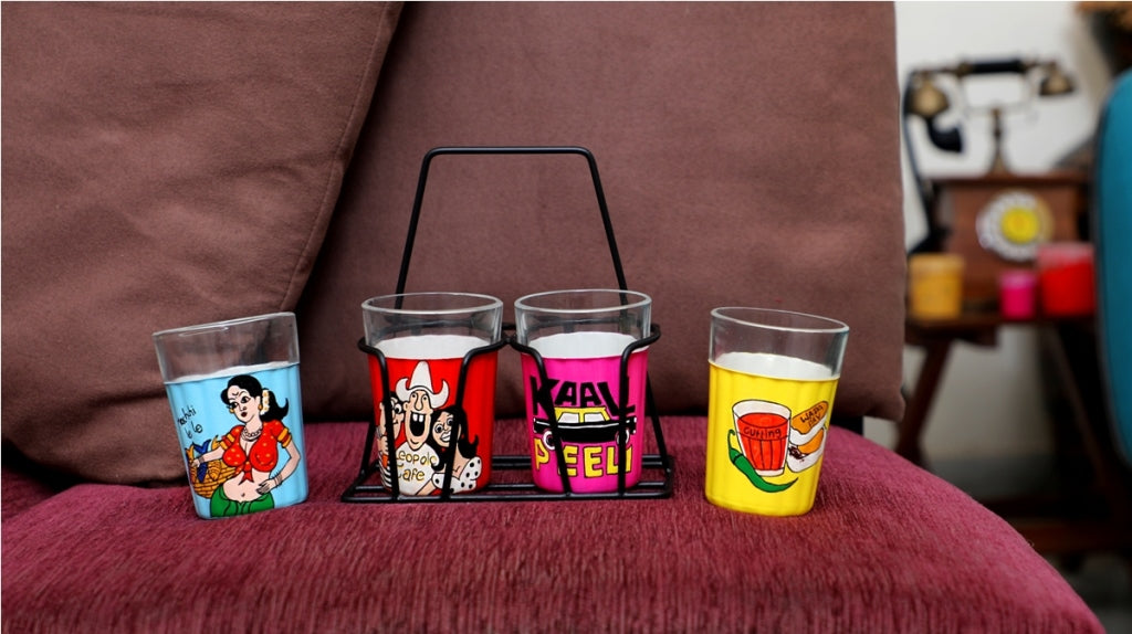 Enjoy your hot and cold drinks in quirky hand painted glasses. Great for gift for friends