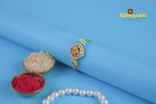 Stone Rakhi India With Roli chawal Tikka