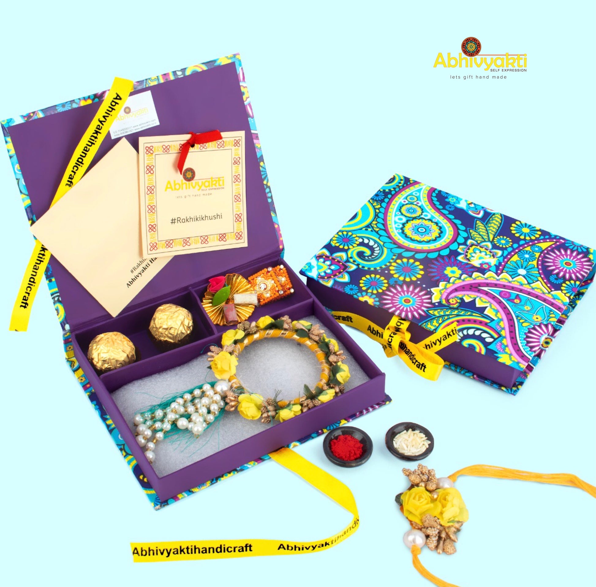 Chudi Rakhi lumba india wirh roli chawal tikka and hamper box