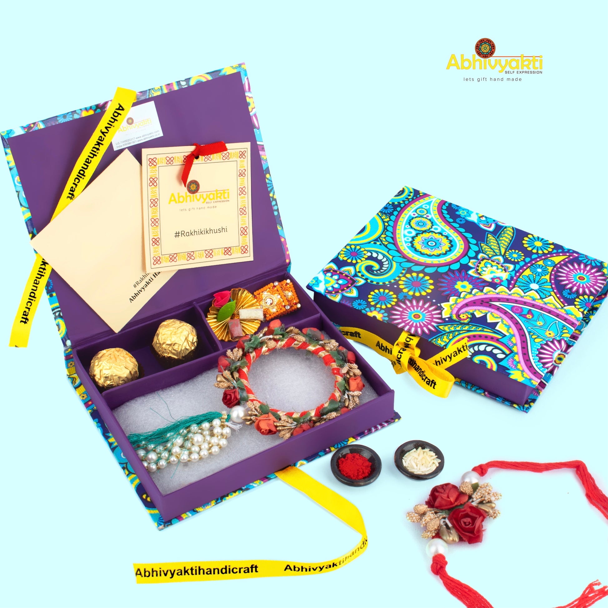 Chudi Rakhi lumba india wirh roli chawal tikka and hamper box