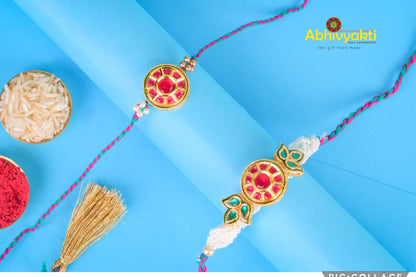 Colorful Bracelet Stone Rakhi Lumba -USA  FREE SHIPPING