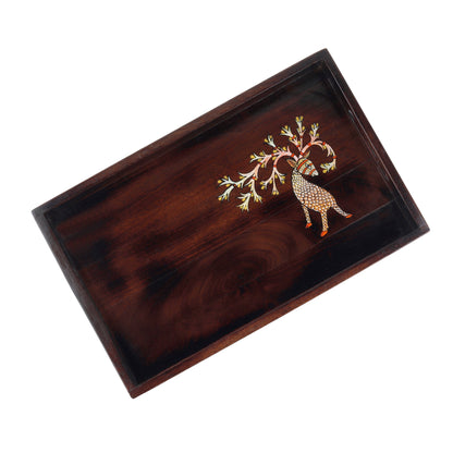 Pattachitra Art inspired wooden serving tray