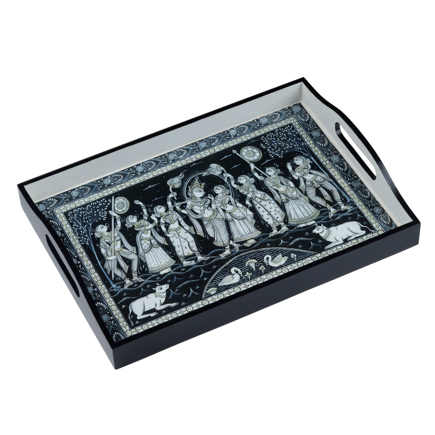 Krishna Leela B&W Serving tray (big size) (Free Shipping)