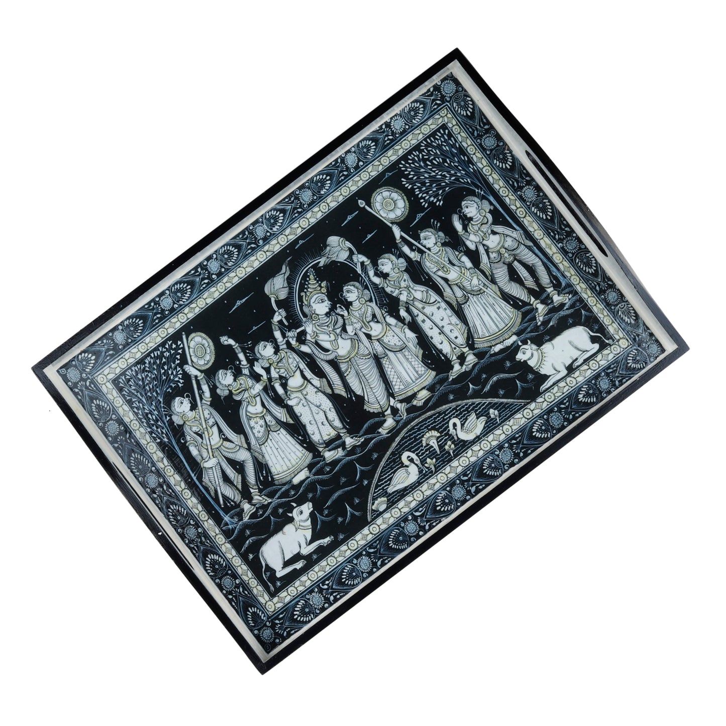 Krishna Leela B&W Serving tray (big size) (Free Shipping)