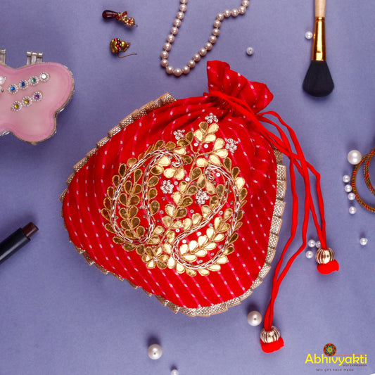 Crimson Red Potli Bag