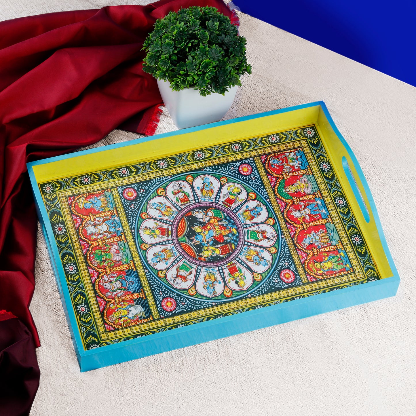 Krishna Raas Leela Big Wooden Tray