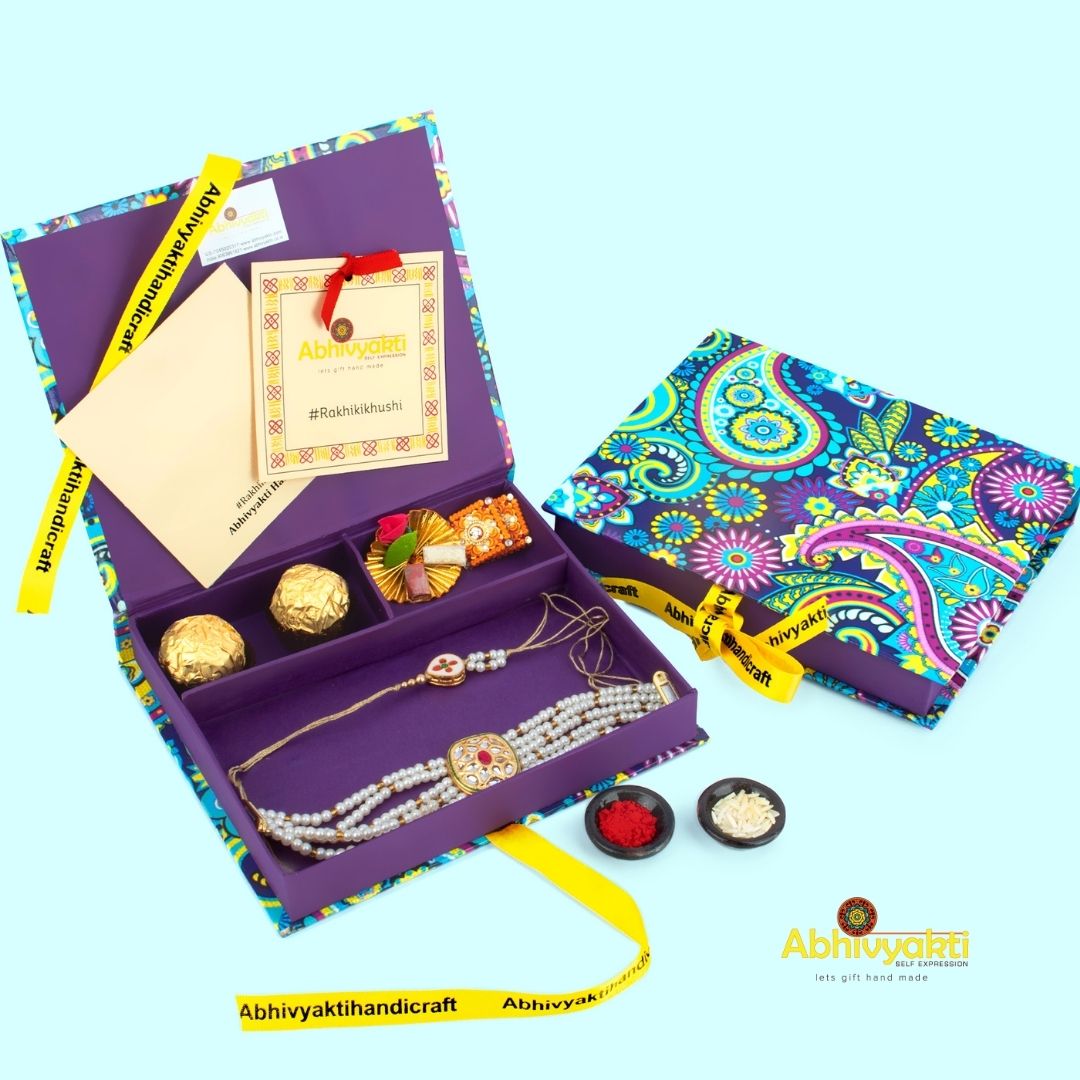 Kundan bracelet and Rakhi Set for Bhaiya-Bhabhi - Send to USA (free shipping )