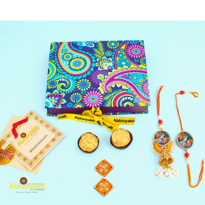 Radhe-Krishna Designer Rakhi Lumba - Send to USA ( Free shipping )