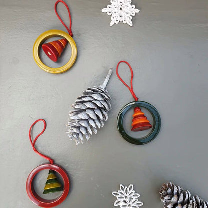 Channapatna  X-mas Tree Ornaments - Tree in a Ring