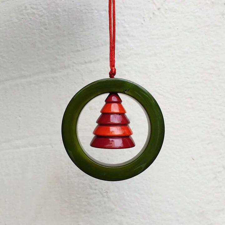 Channapatna  X-mas Tree Ornaments-Tree in a Ring (FREE SHIPPING)