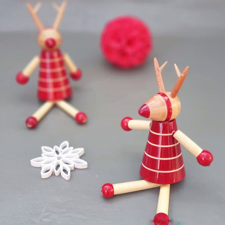 Channapatna  X-mas Tree Ornaments-Red Nosed Rudolph(FREE SHIPPING)