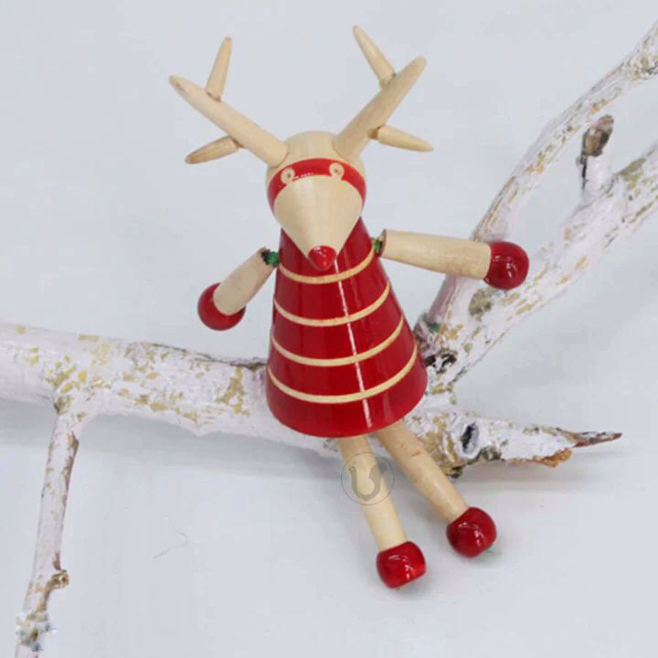 Channapatna  X-mas Tree Ornaments-Red Nosed Rudolph(FREE SHIPPING)