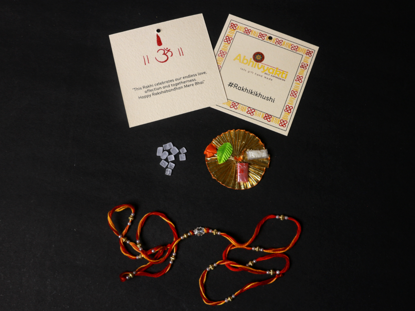 Rakhi to Indian Soldiers - REGAL SINGLE STONE RAKHI WITH LONG THREAD